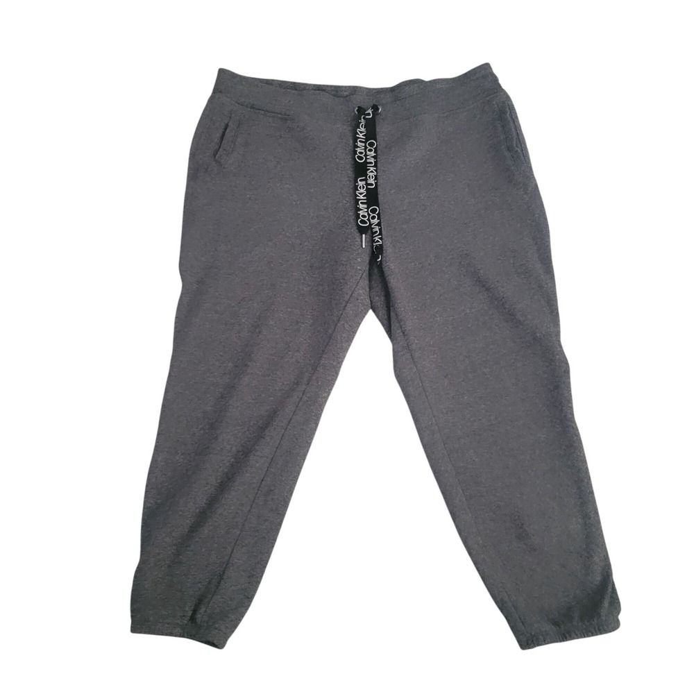 Calvin Klein Womens Gray Jogger Pants XXL Cotton/Polyester Blend With Logo Draws